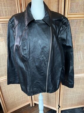 Oscar de la Renta Black Leather Jacket